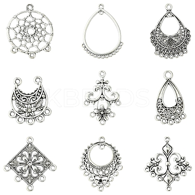 36Pcs 9 Styles Tibetan Style Alloy Chandelier Components Links TIBE-FS0003-24-1