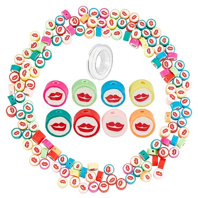 Handmade Polymer Clay Beads Strands CLAY-SC0001-26-1