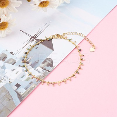 Natural Multicolor Tourmaline Charm Anklets AJEW-AN00399-1