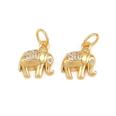 Brass Micro Pave Clear Cubic Zirconia Charms KK-H292-56B-G-1