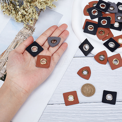 90Pcs 3 Style PU Leather with Iron Grommet Eyelet Findings FIND-GF0003-07-1