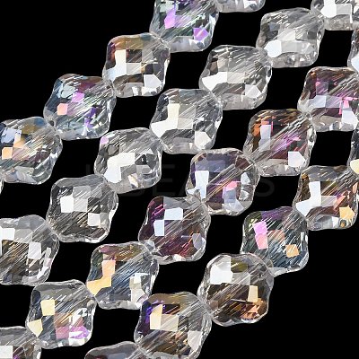Electroplate Transparent Glass Beads Strands GL-CBA7A17-02A-14-1