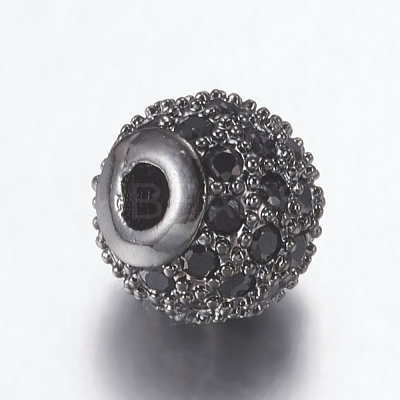 Brass Micro Pave Cubic Zirconia Beads ZIRC-E134-6mm-05B-1