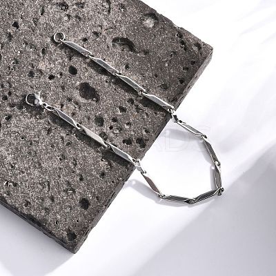 Tarnish Resistant Unisex 201 Stainless Steel Bar Link Chain Bracelets BJEW-L637-35B-P-1