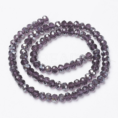 Electroplate Transparent Glass Beads Strands EGLA-A034-T4mm-E17-1