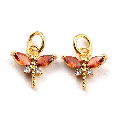 Brass Micro Pave Cubic Zirconia Charms KK-A156-07G-RS-1