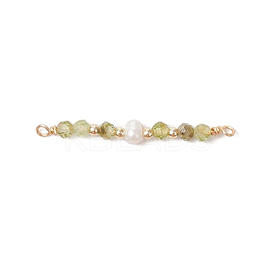 12Pcs 12 Styles Faceted Round Natural Mixed Stone Beaded Connector Charms PALLOY-JF03557-1