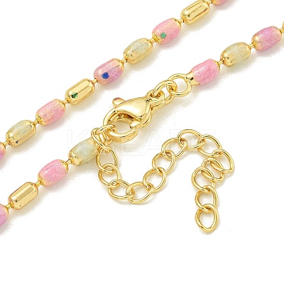 Brass Enamel Column Link Chain Necklaces NJEW-H039-04A-03G-1