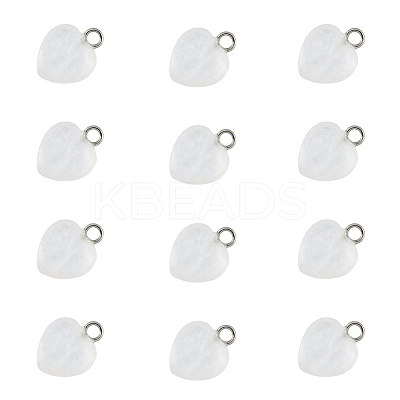 12Pcs Natural Quartz Crystal Heart Charms G-FI0001-29-1