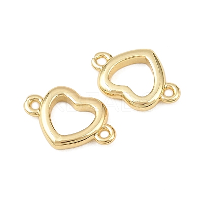 Brass Heart Ring Connector Charms KK-Z132-22G-1