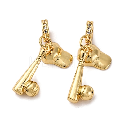 Brass Micro Pave Clear Cubic Zirconia European Dangle Charms LS-KK-P308-45G-1