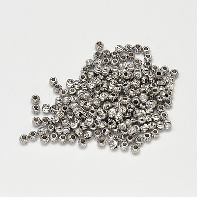 PVD Vacuum Plating Brass Corrugated Round Spacer Beads X-KK-I598-24P-RS-1