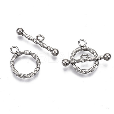 Tarnish Resistant 201 Stainless Steel Toggle Clasps X-STAS-R115-03-1