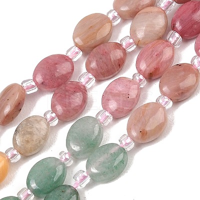 Cherry Quartz Glass & Natural  Rhodonite & Sodalite & Green Aventurin & Crazy Agate Beads Strands G-Z135-A12-1