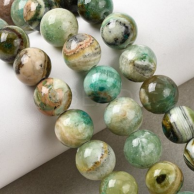 Natural Green Line Jasper Beads Strands G-L639-A01-8mm-1