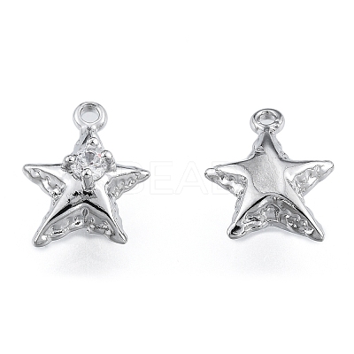 Brass Pave Clear Cubic Zirconia Charms KK-L207-001P-1
