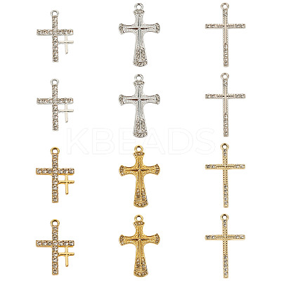 20Pcs 10 Styles Alloy Rhinestone Pendants FIND-TA0007-84-1