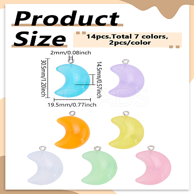 14Pcs 7 Colors Acrylic Pendants MACR-LP0001-08-1