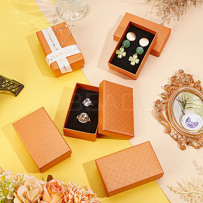 Cardboard Diamond Print Jewelry Storage Box LS-CON-WH0084-79-1