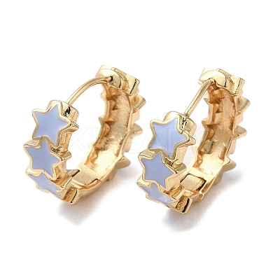 Star Real 18K Gold Plated Brass Hoop Earrings EJEW-L268-013G-03-1