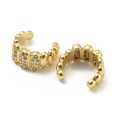 Brass Micro Pave Cubic Zirconia Oval Cuff Earrings EJEW-E299-02G-1