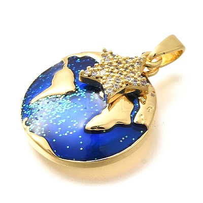 Rack Plating Brass Micro Pave Cubic Zirconia Pendants X-KK-M309-19G-1