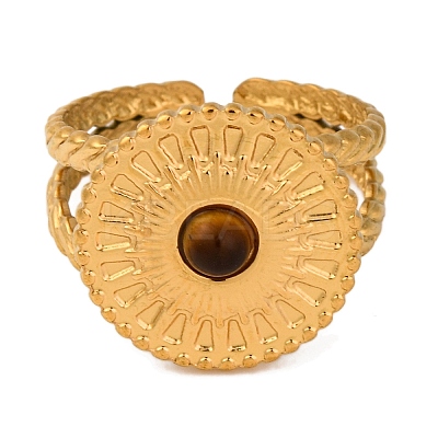 Natural Tiger Eye Finger Rings RJEW-Q822-34G-02-1
