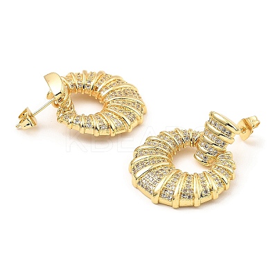 Rack Plating Brass Micro Pave Clear Cubic Zirconia Dangle Stud Earrings EJEW-M223-16G-1