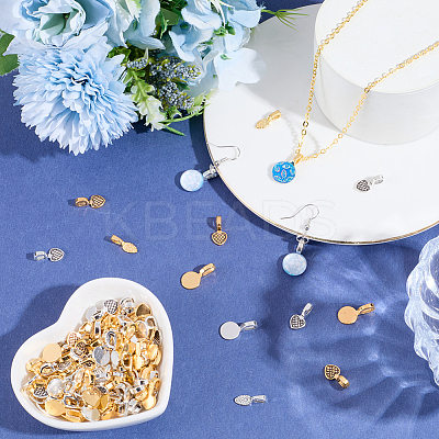 120Pcs 6 Styles Alloy Glue On Flat Pad Pendant Bails FIND-SP0005-08-1