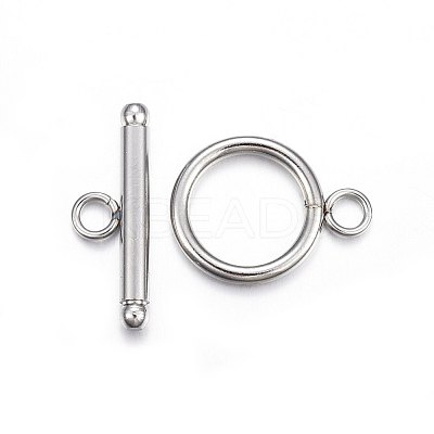 Tarnish Resistant 201 Stainless Steel Toggle Clasps STAS-F174-02P-B-1