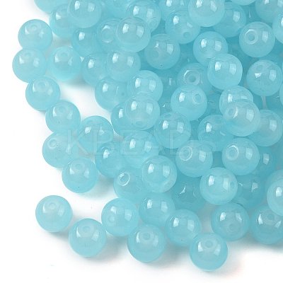 2 Strands Baking Paint Imitation Jade Glass Round Bead Strands DGLA-FS0001-20C-1