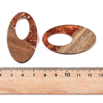 Transparent Resin and Walnut Wood Pendants RESI-T057-02C-1