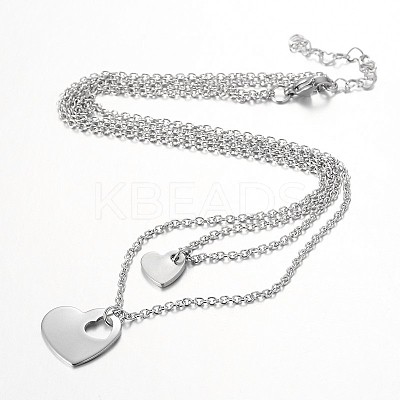 Tarnish Resistant Two Tier Stainless Steel Necklaces NJEW-JN01246-1