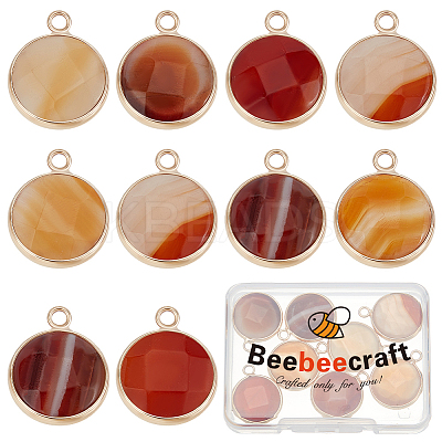10Pcs Natural Red Agate Dyed Pendants G-BBC0001-37B-1