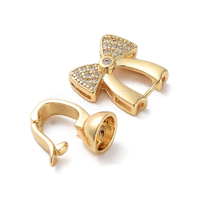 Rack Plating Brass Micro Pave Cubic Zirconia Ice Pick Pinch Bails ZIRC-P117-01A-G-1