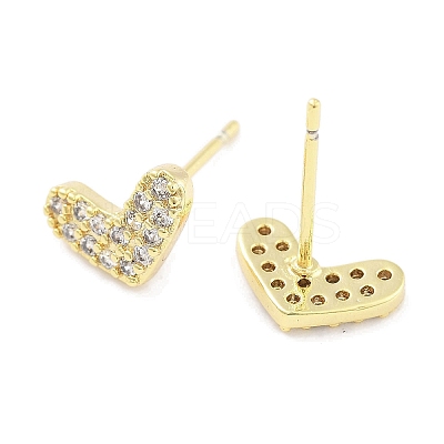 Brass Micro Pave Clear Cubic Zirconia Studs Earring for Women EJEW-S217-A11-1