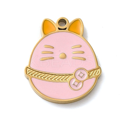 Ion Plating(IP) 304 Stainless Steel Enamel Pendants STAS-Q301-14G-1