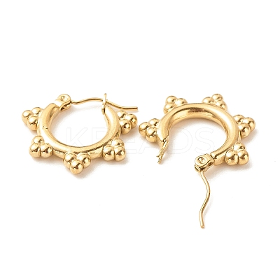 Ion Plating(IP) 304 Stainless Steel Flower Hoop Earrings for Women X-EJEW-K242-05G-1