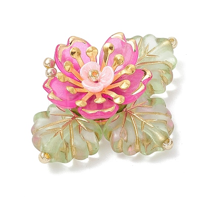 Brass Glass Seed Beaded Flower Pendants PALLOY-MZ01118-04-1