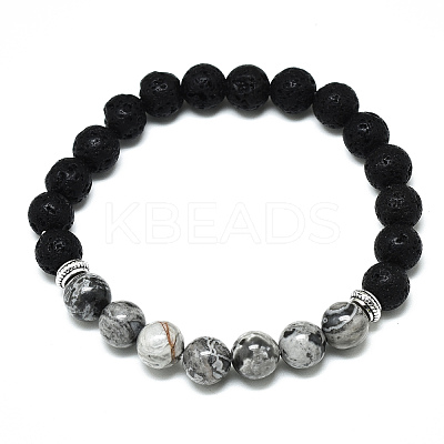 Natural Picasso Jasper Beads Stretch Bracelets BJEW-R309-02-A02-1