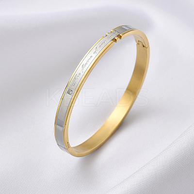 Minimalist 201 Stainless Steel Rhinestone Bangles QW4911-1-1
