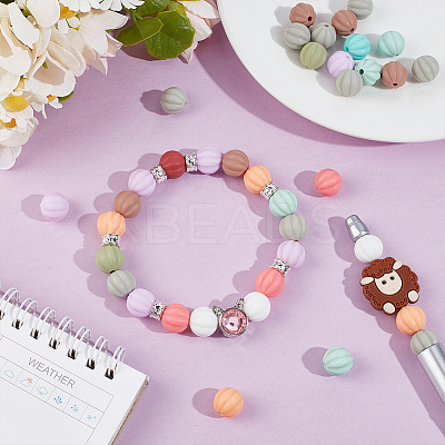 50Pcs Food Grade Silicone Focal Beads SIL-NB0001-52A-1