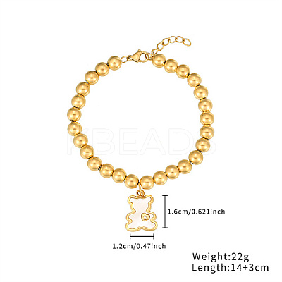 304 Stainless Steel Crystal Rhinestone Ball Beaded Bracelets with Shell Pendants DM8226-5-1