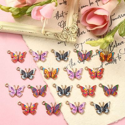 50Pcs 5 Styles Alloy Enamel Printed Pendants ENAM-CJ0003-63-1