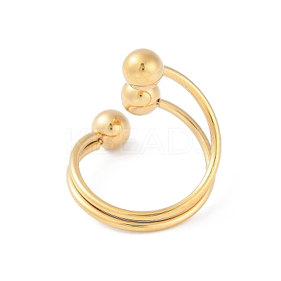 Ion Plating(IP) 304 Stainless Steel Round Open Cuff Rings RJEW-S418-05G-1