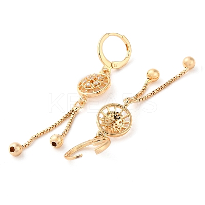 Rhinestone Flower Leverback Earrings EJEW-K256-08KCG-1