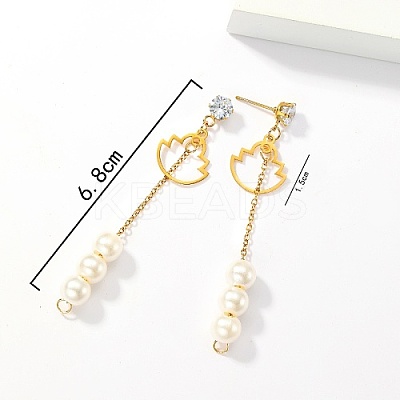 Golden 304 Stainless Steel Dangle Stud Earrings CL0746-4-1