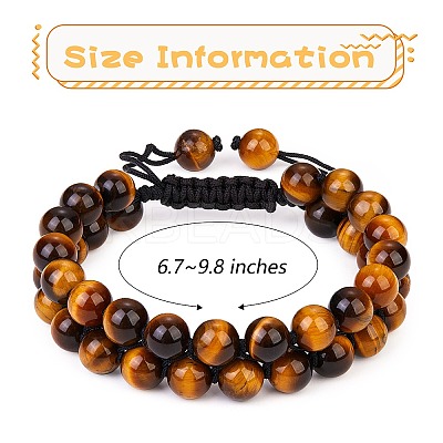 Natural Tiger Eye Braided Bead Bracelet BJEW-SW00001-11-1