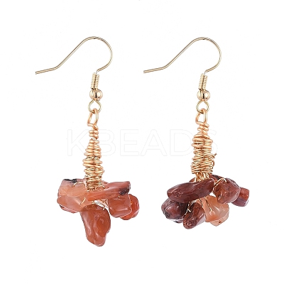 Natural Agate Clip Beads Dangle Cluster Earrings EJEW-JE03949-04-1