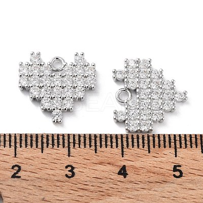 Brass Micro Pave Clear Cubic Zirconia Charms KK-F871-46P-1